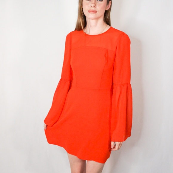 BCBG Poppy Red Flared Sleeve Mini Dress NWT - Picture 6 of 8